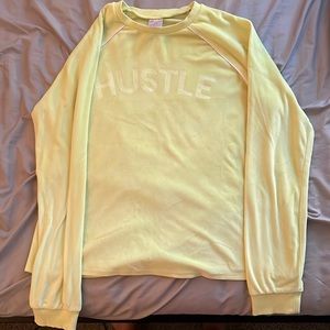 long sleeve neon yellow hustle shirt, SUPER SOFT.